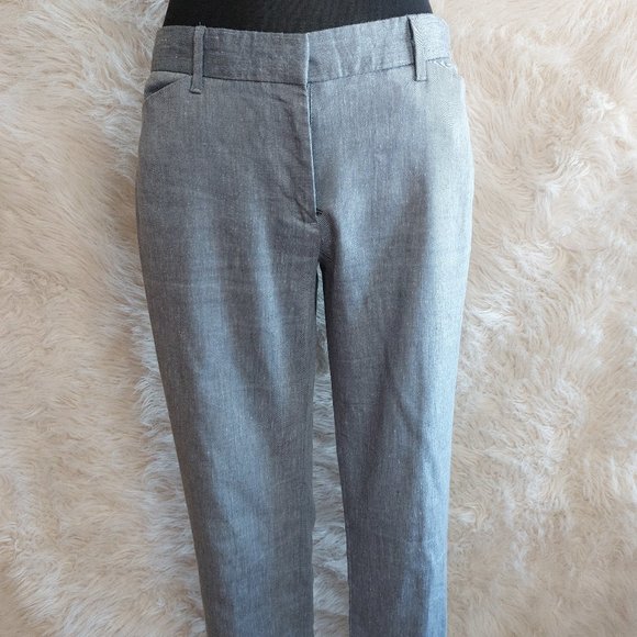 Gap Women's Slim Cropped Grey Linen Blend Stretch Pants Size: 2 - Picture 1 of 8